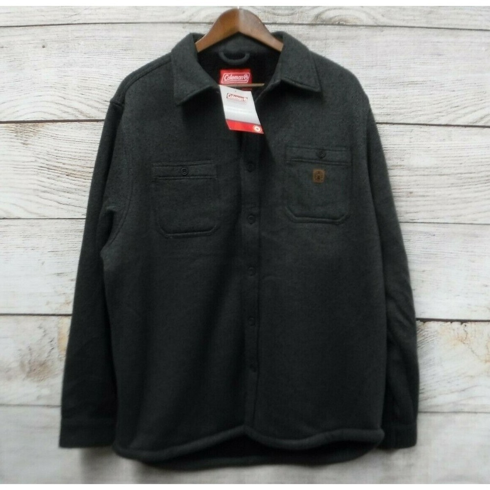 Coleman Bonded Sweater Mens XL Grey Button Down Heavy Fleece Sweater Coat New